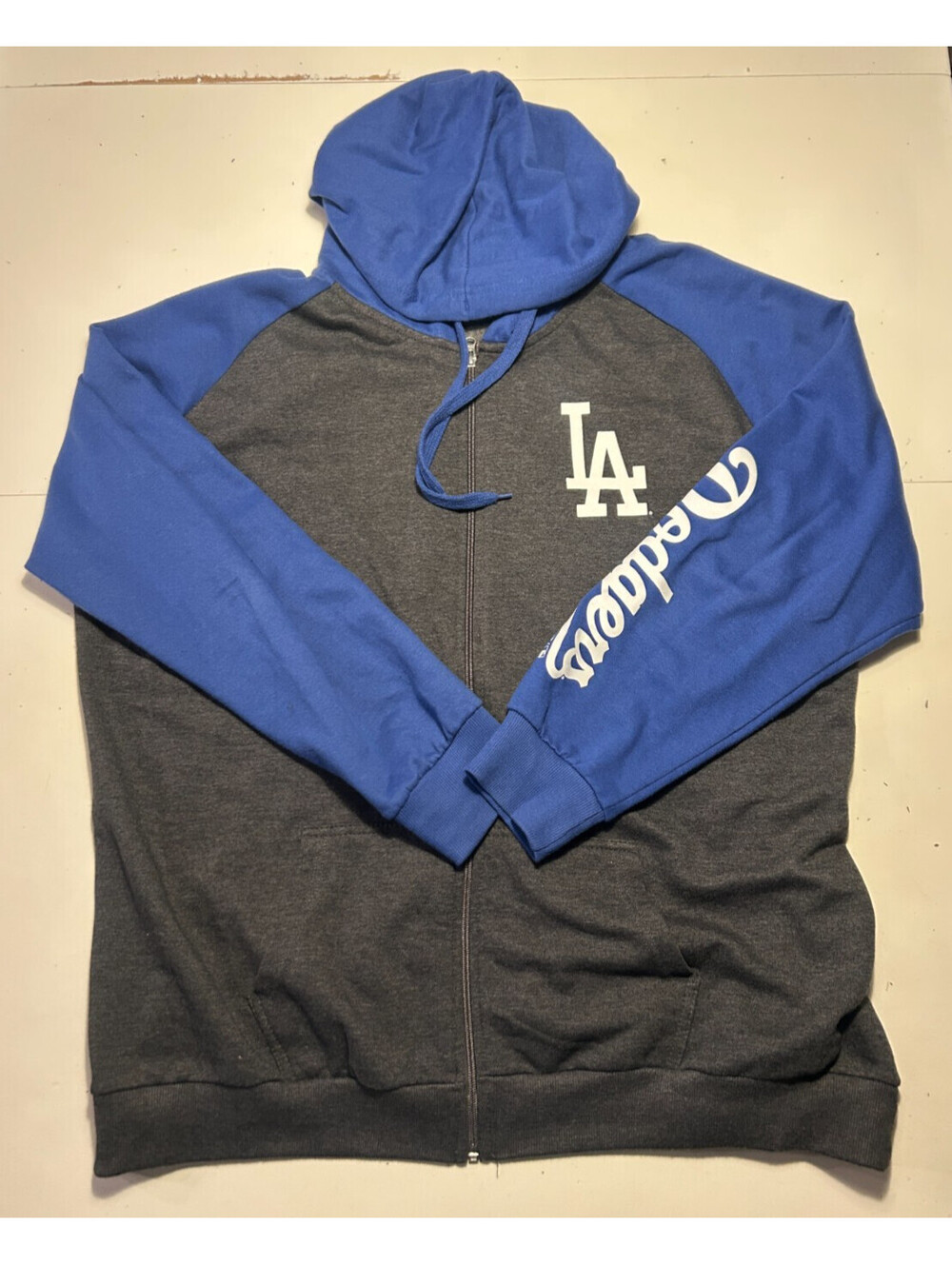 Fanatics Blue/Gray Dodgers Zip Hoodie Size 2XL